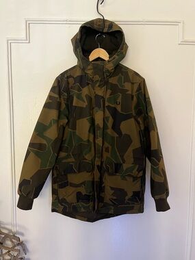 Fred Perry/arktis Camo Hooded Parka in Olive and Brown